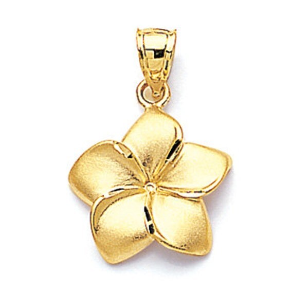 14kt gold plumeria flower pendant
