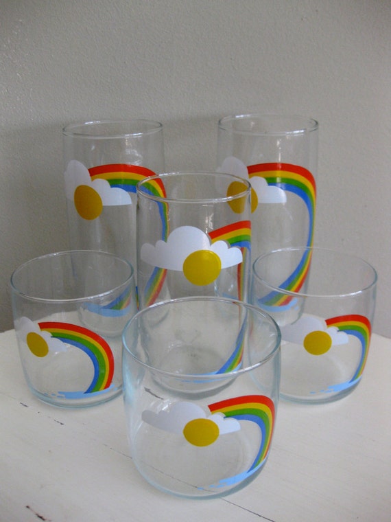 Items Similar To Vintage Rainbow Drinking Glasses Set Of 6 On Etsy 2802