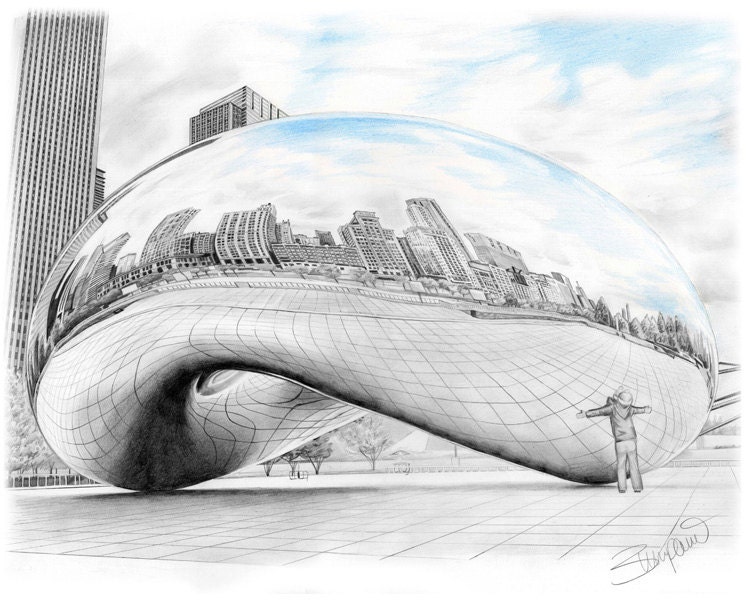chicago bean drawing