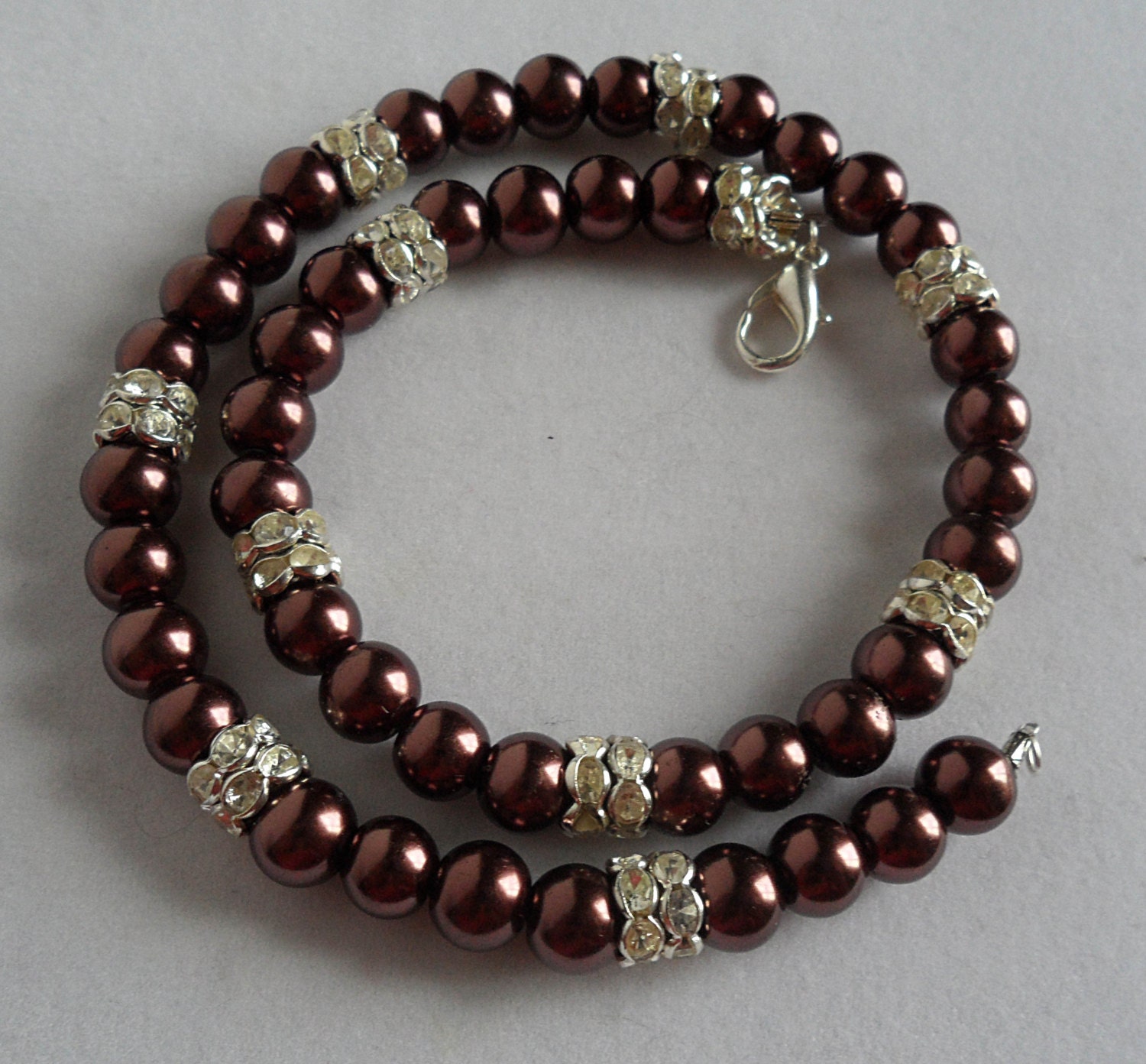 Chocolate Pearl Necklace Set/ Brown Pearl Necklace/ Pearl and