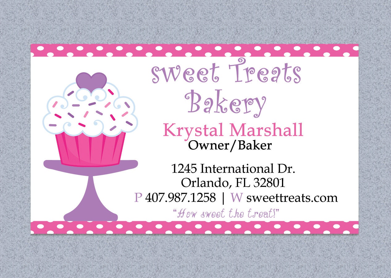 Polka Dot Bakery Business Card Design Editable By MyDIYDesigns