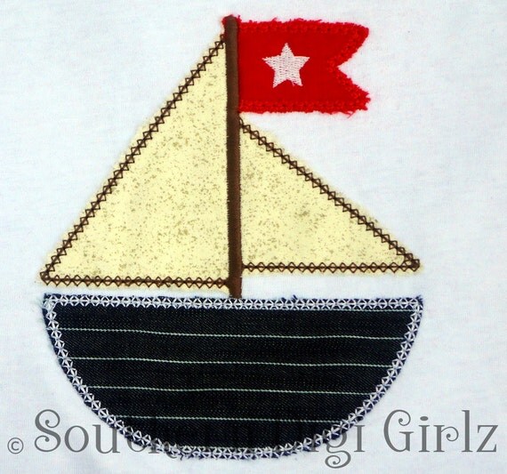 Items similar to Sailboat Applique Embroidery Design (Download Now here 