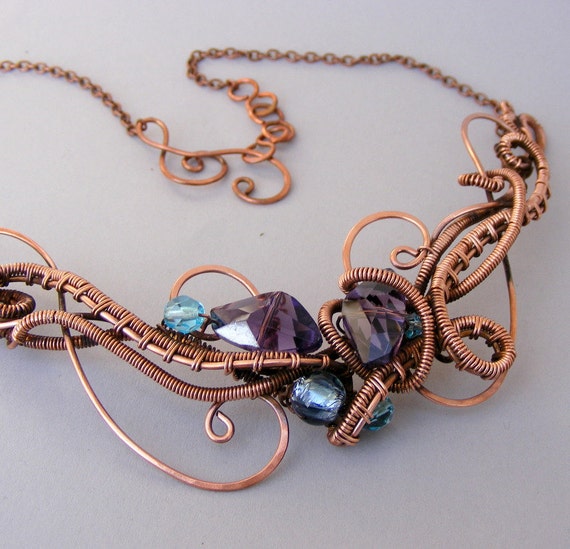 Items similar to Wire Jewelry - Copper Statement Necklace - Copper Wire ...