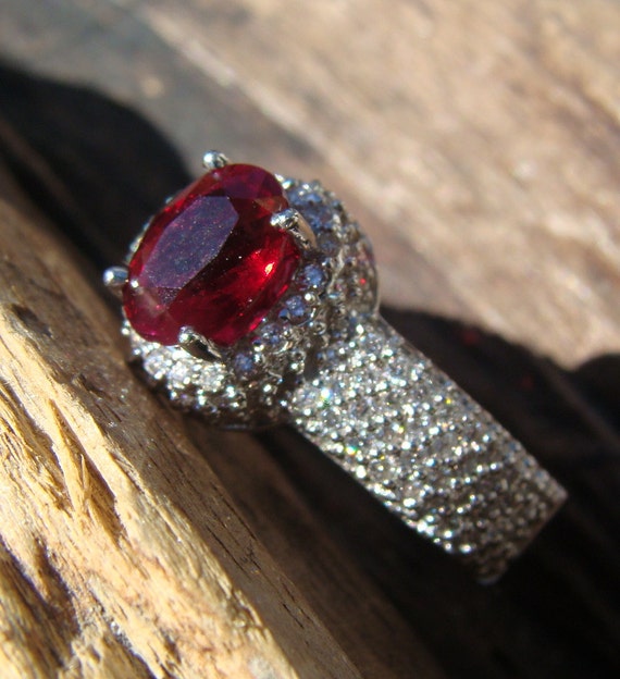 14KT White Gold Diamond and Ruby Ring Classic and Distinctive