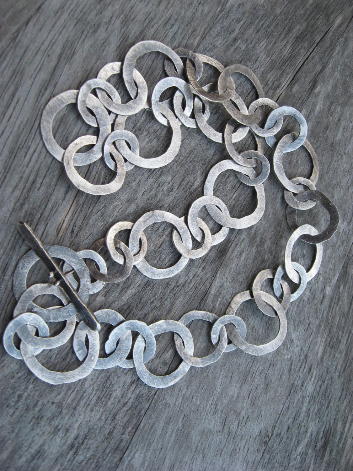 Sterling silver hand fabricated artisan washer link chain