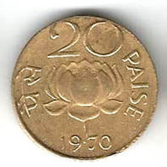 Lotus Coin vintage India LOTUS coin 20 paisa brass coin