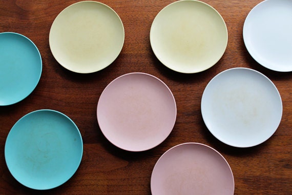 Sweet Pastel Vintage Melamine Dessert Plates by PetiteCopine