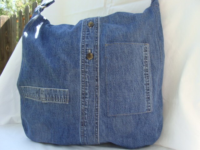 Repurposed skirt jean bag