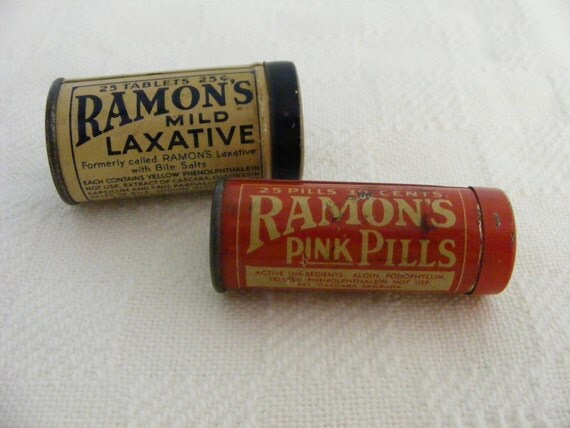Items similar to Vintage Ramon's Mild Laxative and Ramon's Pink Pills ...