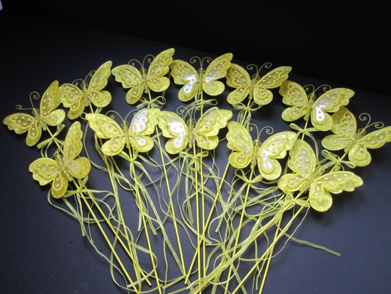 Polka Dot Butterfly Floral Picks