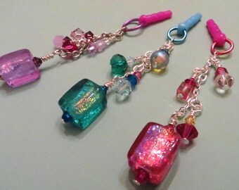 Choose your color-- Dichroic cell phone charm, dust plug charm
