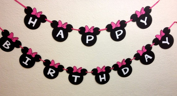 Minnie Mouse Birthday Decorations Banner - Happy Birthday with your child's age