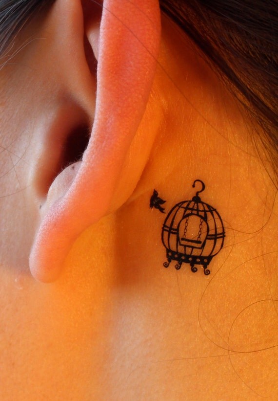 bird and birdcage temporary tattoo bird and birdcage temporary tattoo