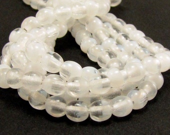 Cloud-Crystal 4mm Round Czech Glass Beads 100pc #1345