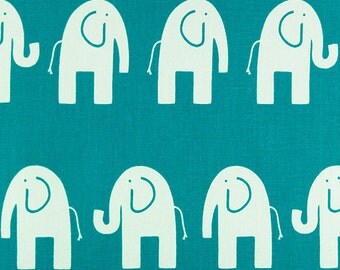 SHIPS SAME DAY Premier Prints Ele True Turquoise - Turquoise Blue Elephant Fabric - Fabric by the 1/2 yard