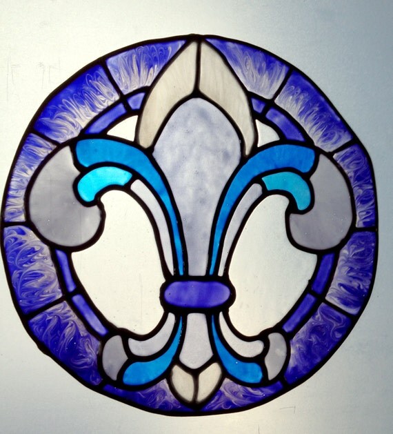 Items similar to Faux Stained Glass Fleur de Lis Window Cling on Etsy