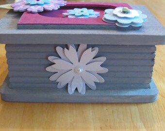Decorated, wood jewelry box