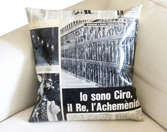 Pillow Case with Recycled vintage magazines