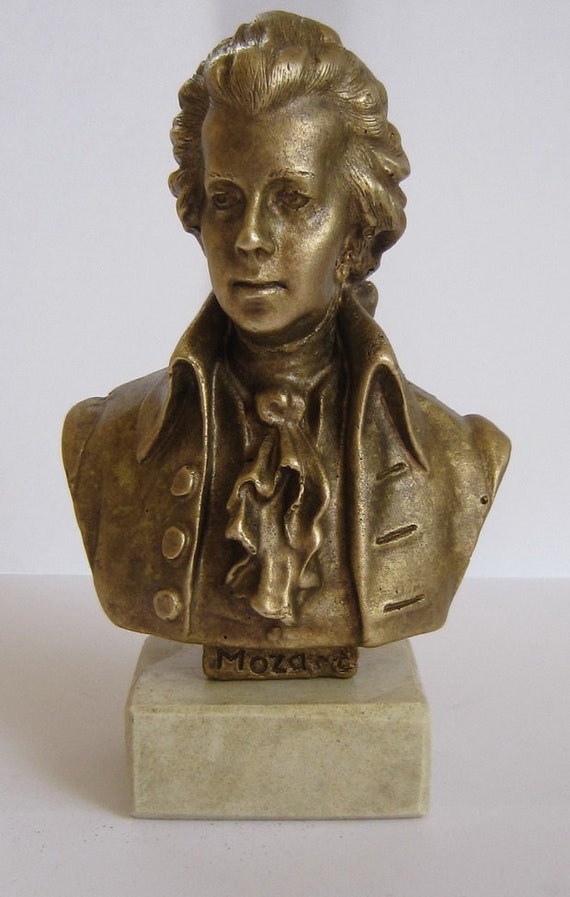 Items similar to Bronze Bust Mozart Figure Sculpture on Etsy