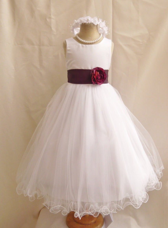 Flower Girl Dress WHITE Wavy Bottom Dress with by LuuniKids