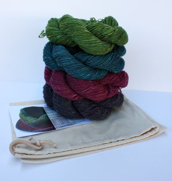 Spinning Yarns Weaving Tales -  Linen Stitch Cowl Knitting Kit - 'Precious Jewels'