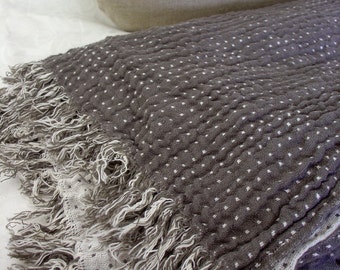 Duplex linen blanket, throw blanket, plaid, bedspread, bed cover
