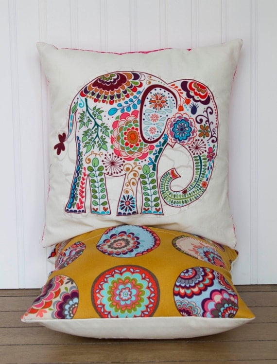 Elephant Pillow 12x12 Decorative Throw Pillow