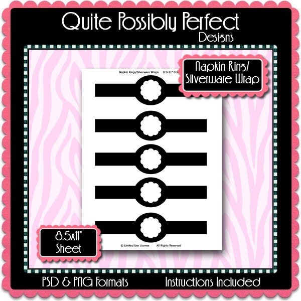 Napkin Ring Template Instant Download PSD and PNG Formats