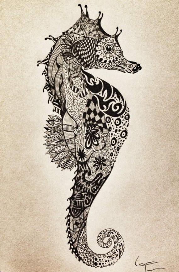 items similar to seahorse zentangle design on etsy items similar to seahorse zentangle design on etsy