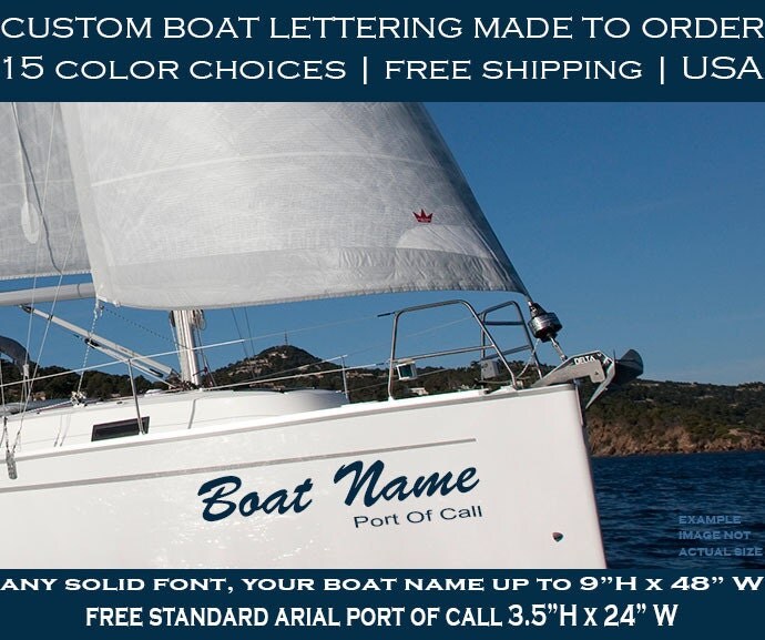 Custom Made Transom Side Boat Name and Port of Call Vinyl