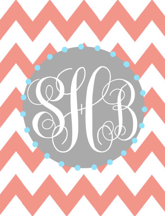 Monogram binder cover insert or frame insert chevron