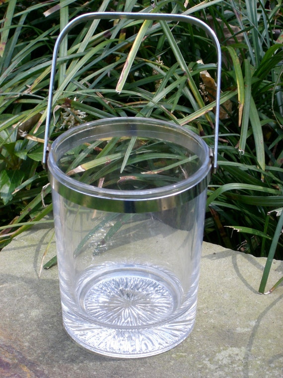 Glass Ice Bucket with Handle by Cornerof4thandMain on Etsy