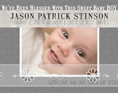 Custom Digital Baby Boy or Baby Girl Photo Birth Announcement, 5x7 PRINTABLE - BA1