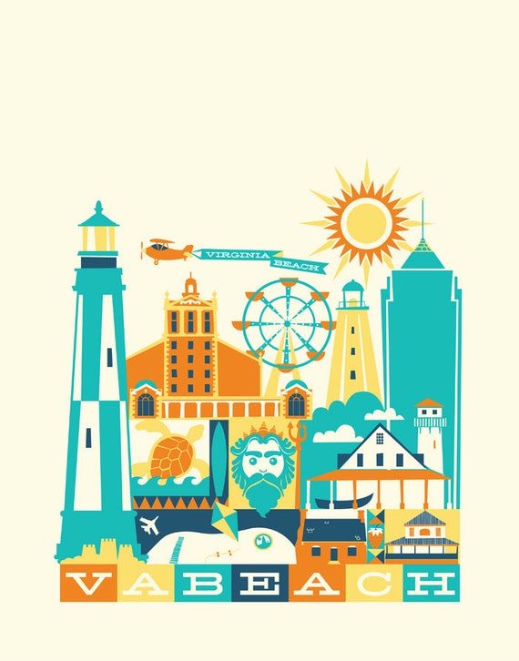 VIRGINIA BEACH print 11 x 14 color Beach by twitteringbird