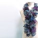 Ruffle Scarf Hand Knitted - Dark Blue, Purple, Dark Brown, Grey - Bohemian Scarflette, Romantic Neckwarmer