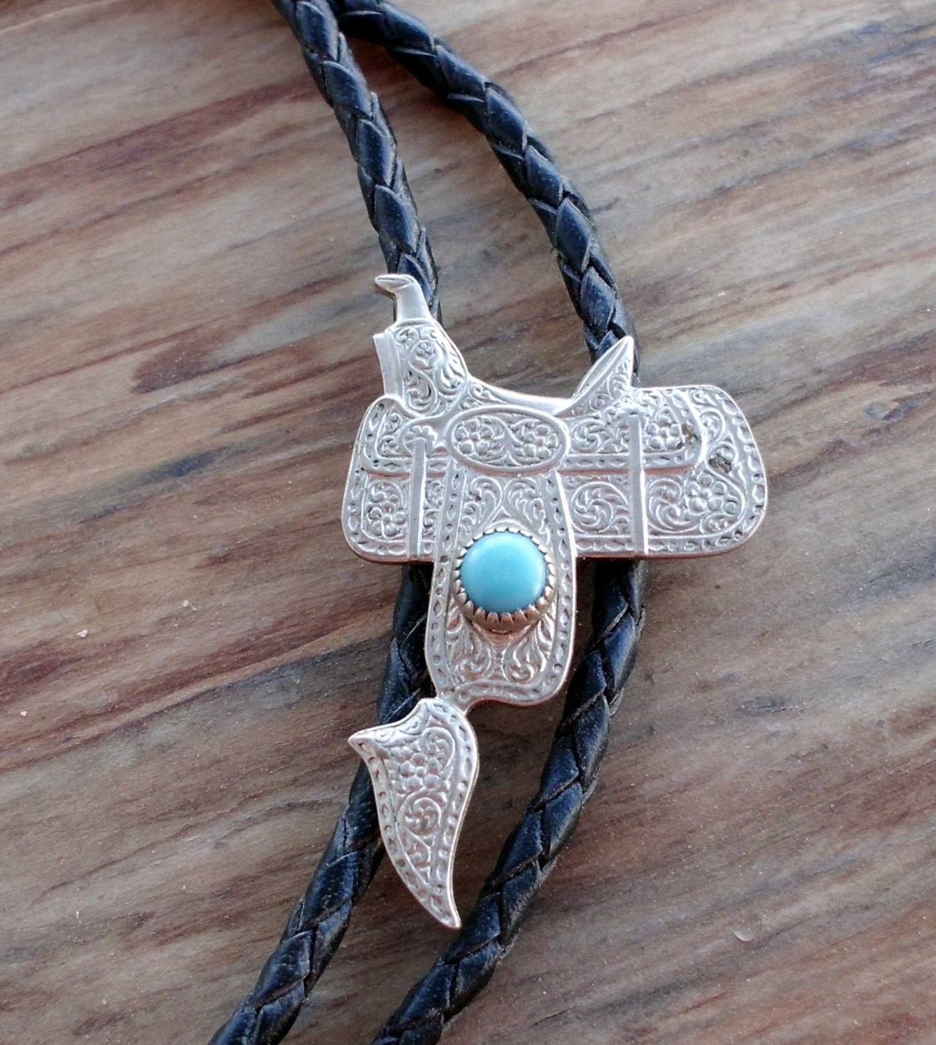 Bola Tie Necktie Western String Tie with Vintage Nickel Silver