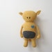 Critter Doll Bearish OOAK Upcycled wool sweater unique warm yellow grey bear like Retro collectors item eco friendly