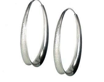 Anticlastic Oval Hoop Earrings in Argentium sterling silver