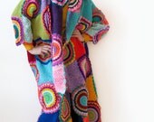 Extra Long Plus Size Cardigan Sweater with Crochet Circles