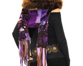 Scoodie, Purple and BroWn HooDed ScarF, Pixie Hood, FesTival Hoodie, Gypsy Clothes