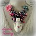 Antique Style Tea Pot Dolly porcelain DOLL Statement Necklace multi Pearl Cascade Bib pink rose flower retro vintage shabby chic