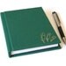 Feather Journal - Sale - Writer Gift - Green Hardcover Notebook - Owl Feather Embroidered Cover