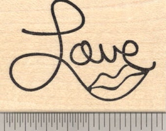 Love Lips Rubber Stamp, Saying G20917 Wood Mounted