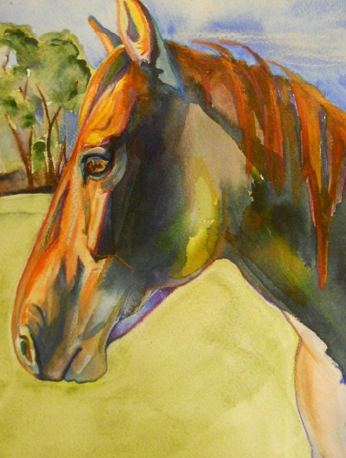 Horse Artwork colorful horse painting by FreeReinArtStudio on Etsy