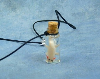 Axolotl Specimen Jar Necklace, Handmade Biology Jewelry