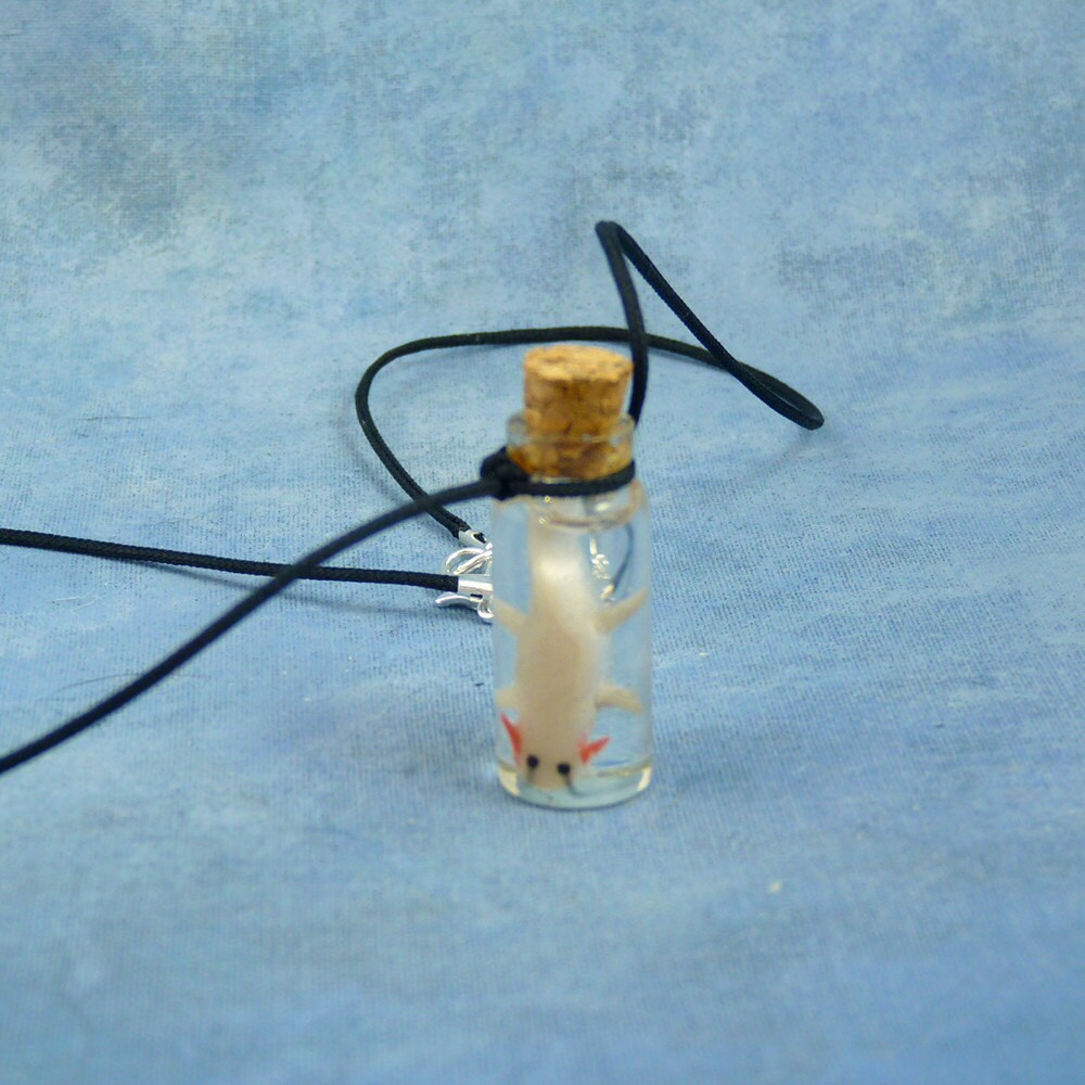 Axolotl Specimen Jar Necklace Handmade Biology Jewelry