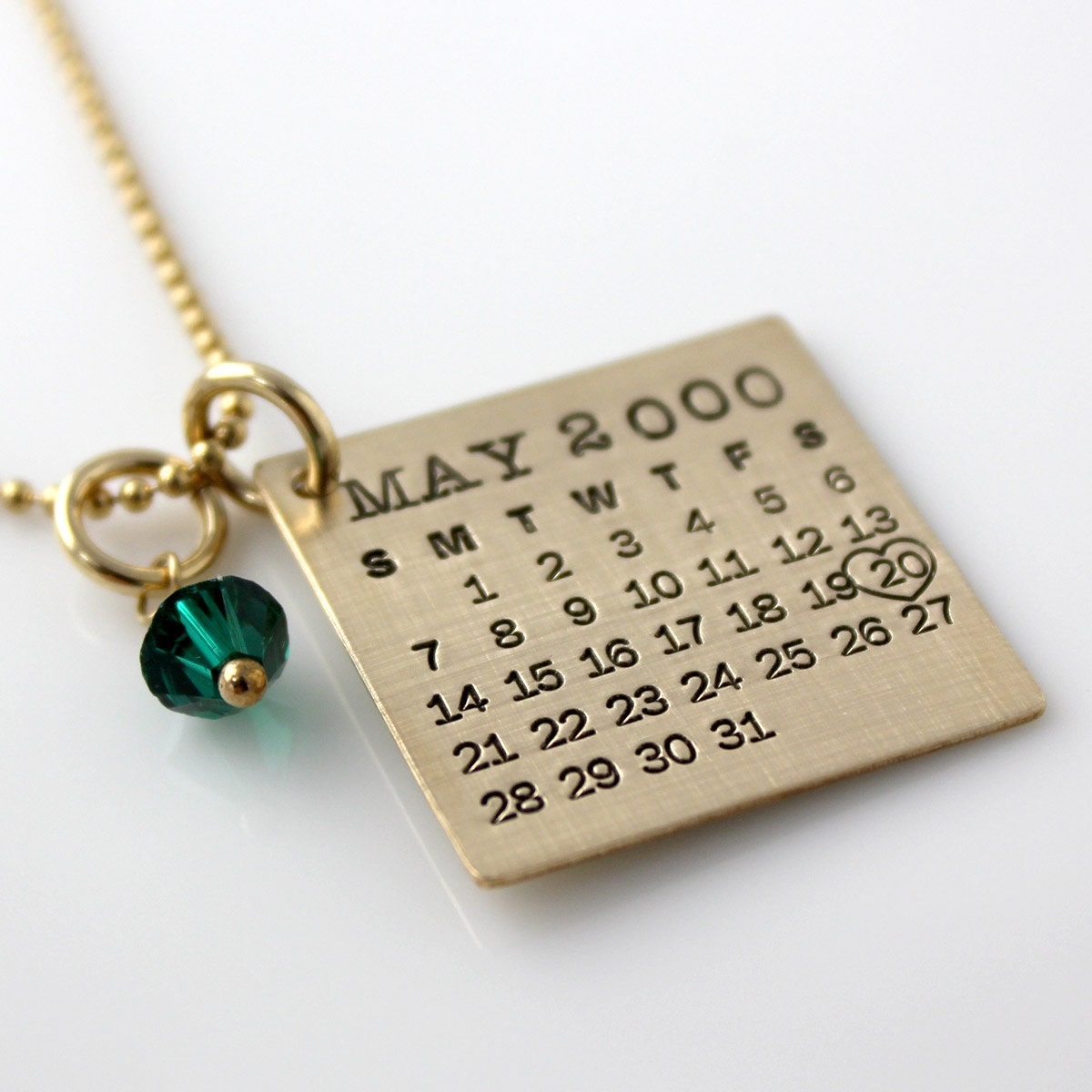 Personalized Calendar Necklace Gold Filled Mark Your