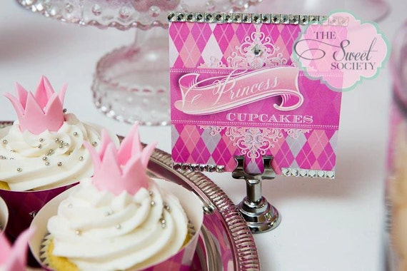 PINK ARGYLE PRINCESS Party Printable Food Labels Il_570xn