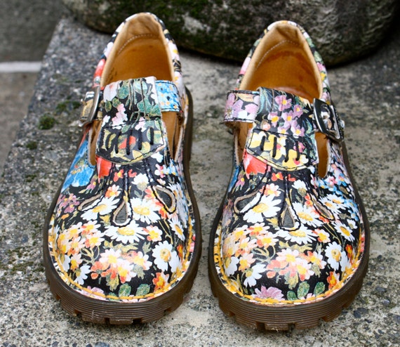 90s Grunge/Punk Revival Floral Doc Martens Mary Janes size 7