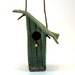 Ceramic Bird House - Tin Pan Alley Pattern in Weathered Bronze - 862